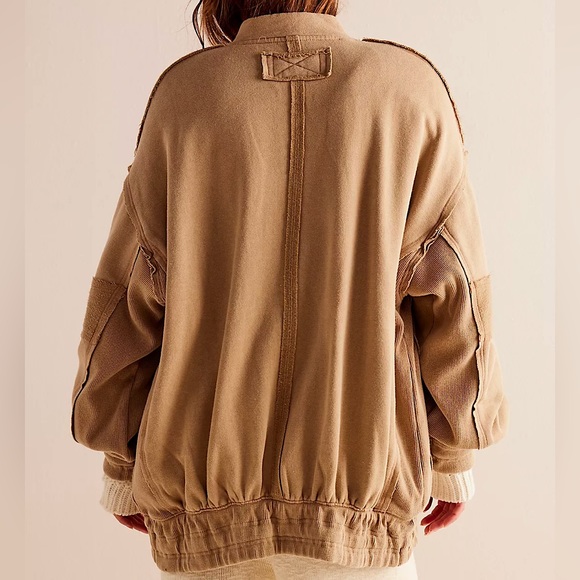 NEW Free People Lou Moto Zip Jacket In Greige - Picture 2 of 11